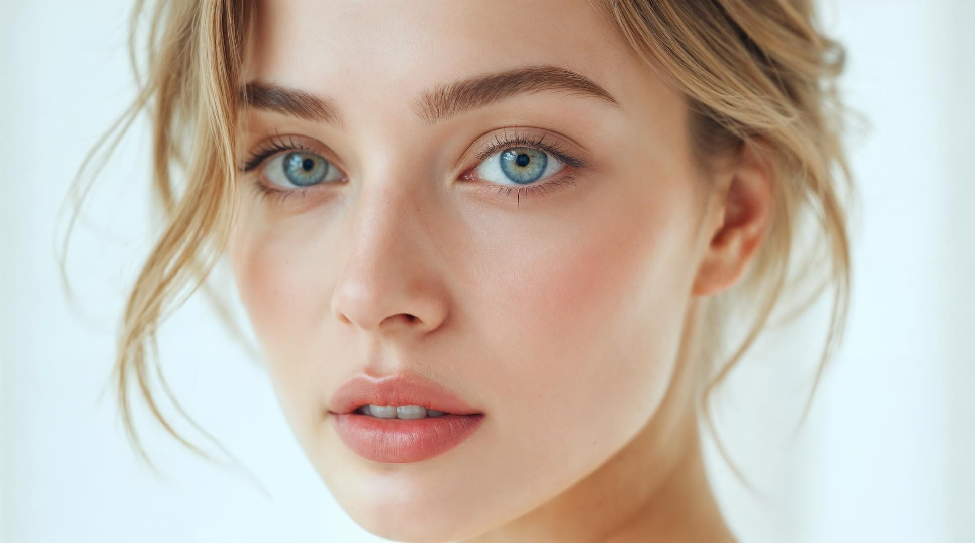 Close-up portrait of a woman with radiant skin