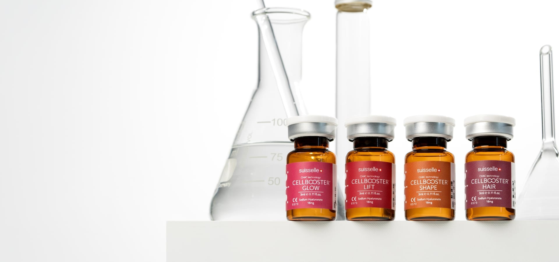 Cellbooster treatment vials with laboratory glassware