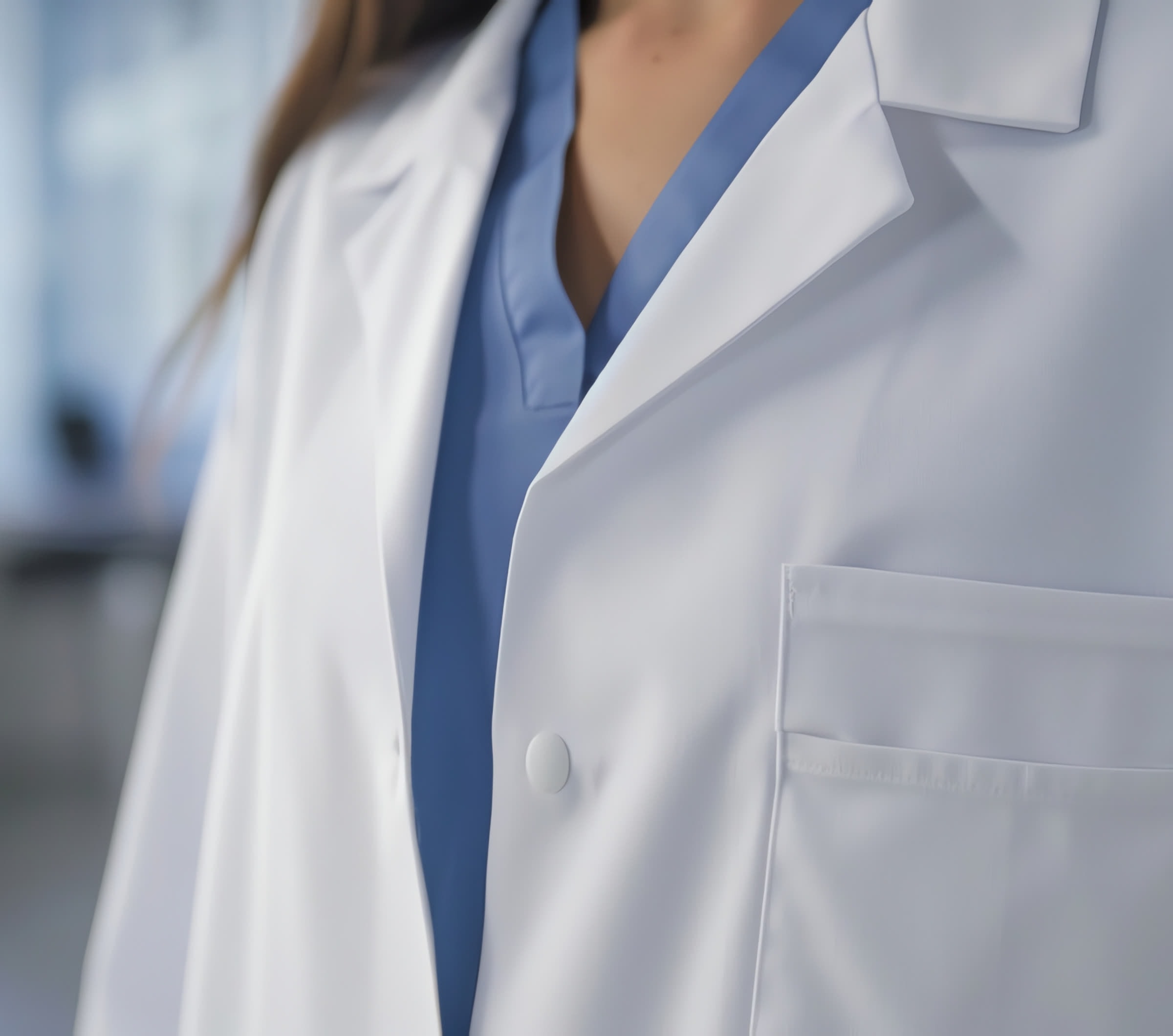 A clinician in a white coat